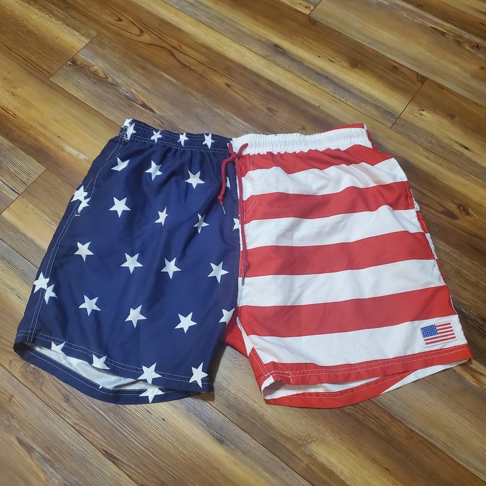 Exist Swim Mens 3XL American Flag Trunks Stars Stripes Patriotic Board Shorts